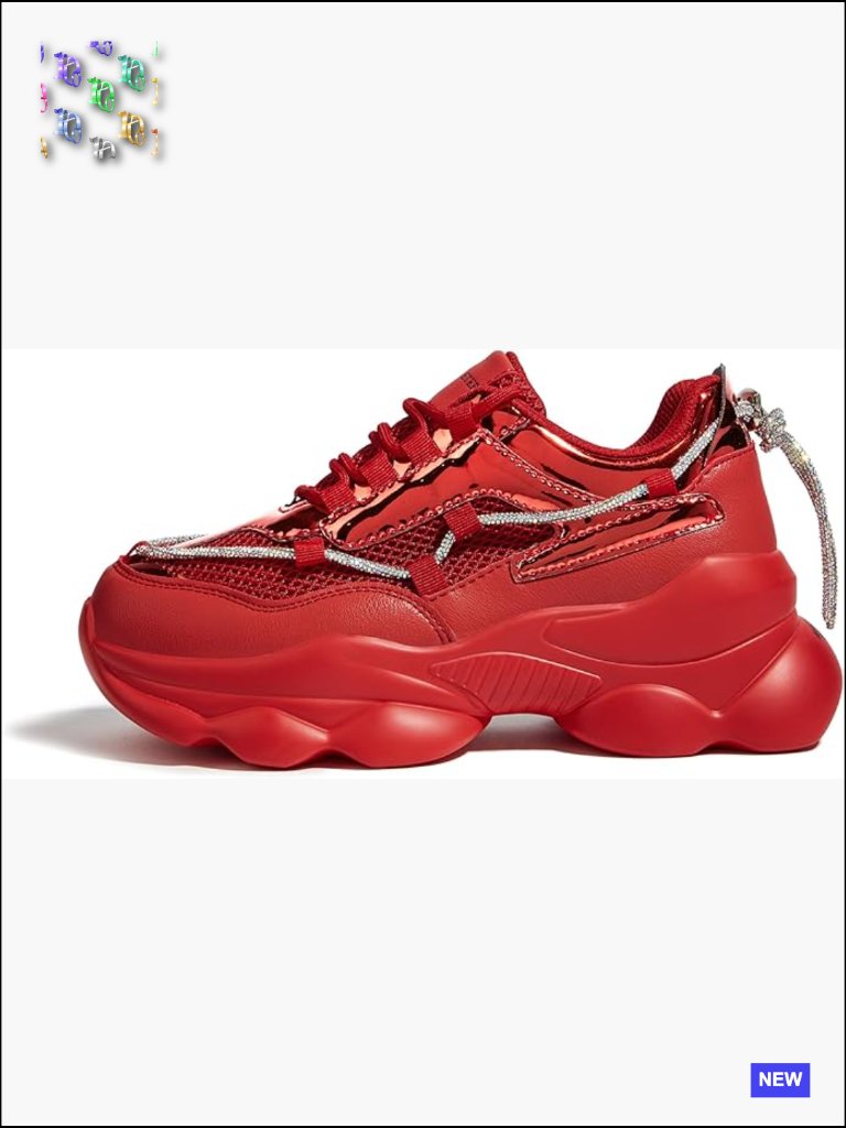 Chunky Sneakers Sparkly Rhinestone Rope Platform Walking Shoes Y2k Retro